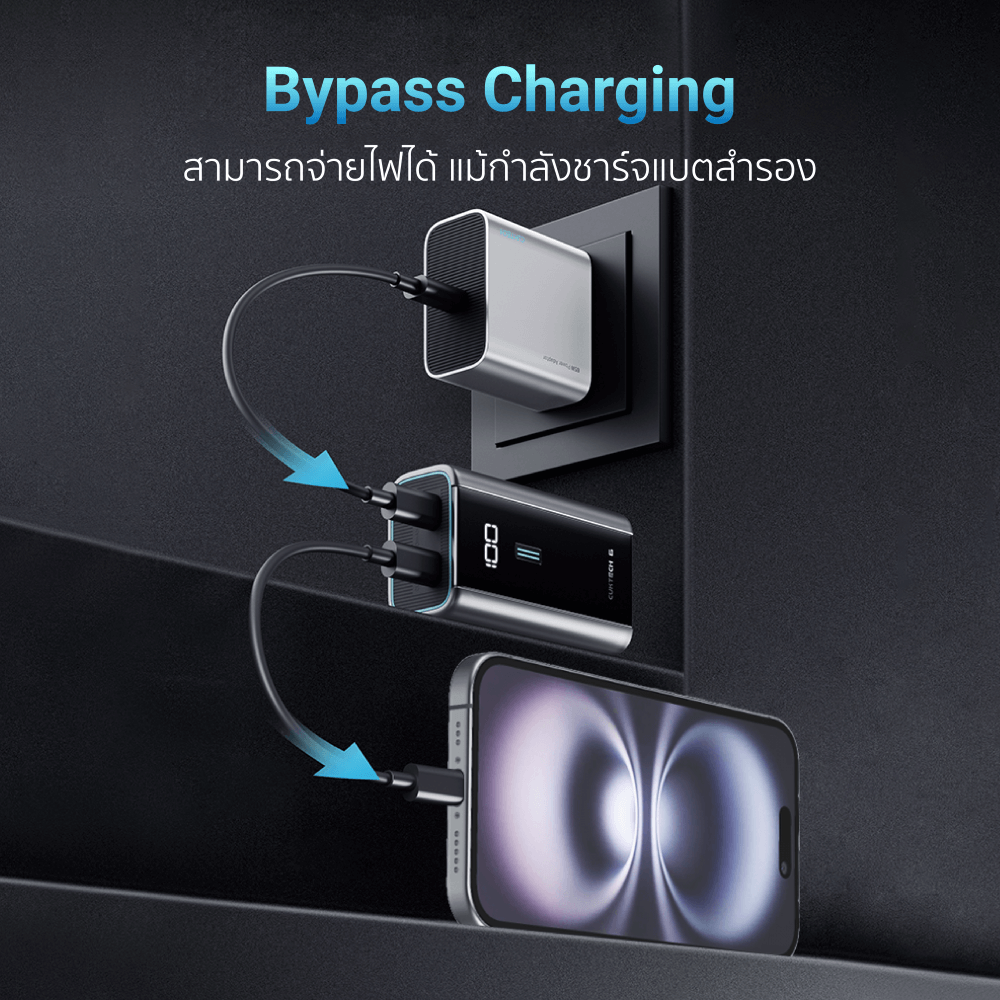 แบตเตอรี่สำรอง CUKTECH PB060 สีทองไทเทเนียม 6,000 MAH จ่ายไฟรวมสูงสุด 55W_7